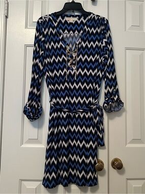Michael Kors Women's Long Sleeve Dress Chain Lace Up Belted Women's Size XL